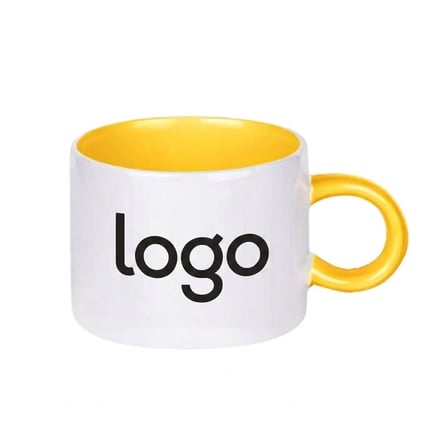 storebaskı İşletmelere Özel Porselen Sarı Motto Fincan – Logo Baskılı 6 Adet