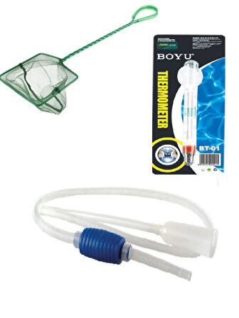 Boyu Akvaryum Liya Kepçe 5'', Dip Sifon 190cm , Cam Derece