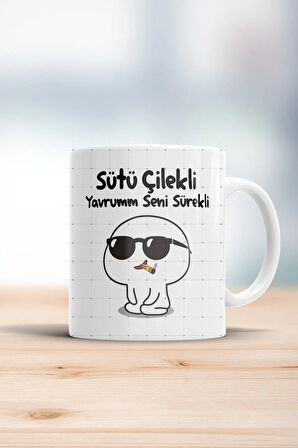 Sütü Çilekli Yavrum Seni Sürekli Kupa Bardak