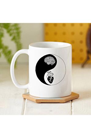 Yin Yang Kalp Ve Beyin Tasarım Kupa Bardak