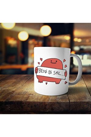 Beni Bi Sal Yazılı Figürlü Kupa Bardak