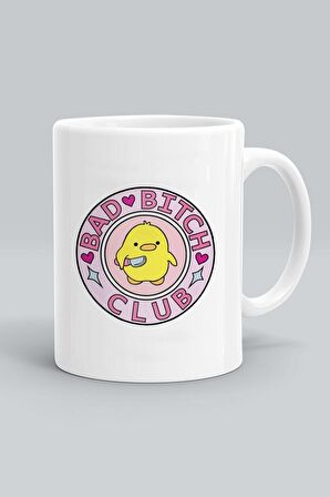 Bad Bitch Club Baskılı Beyaz Kupa Bardak