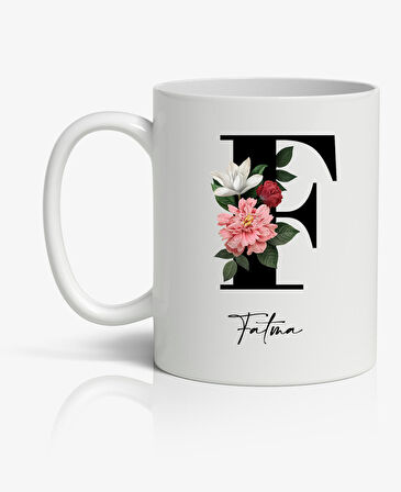 Fatma İsimli F Baş Harfli Baskılı Kupa Bardak