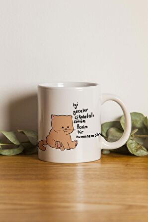Porselen - Kedi - Benim Bir Numaramsın Motto Kupa Bardak- Makinede Yıkanabilir