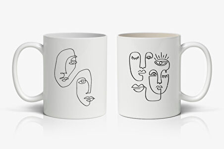 Yüzler Baskılı Kupa  Bardak