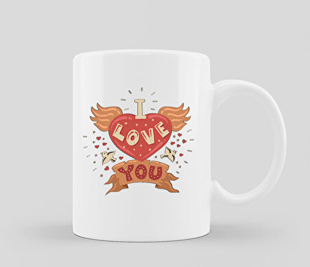Sevgililer Günü I Love You Baskılı Kupa Bardak