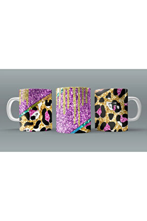 Leopar Desenli Baskılı Kupa Bardak
