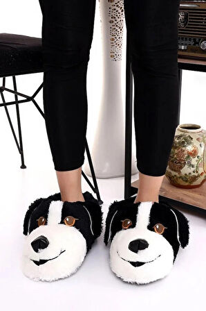 Köpekli Kışlık Kadın Erkek Çocuk Panduf Ev Içi Sessiz Taban Panduf