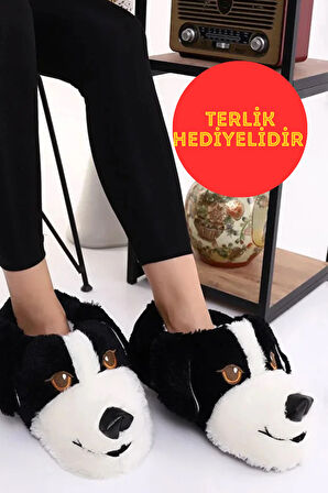 Köpekli Kışlık Kadın Erkek Çocuk Panduf Ev Içi Sessiz Taban Panduf