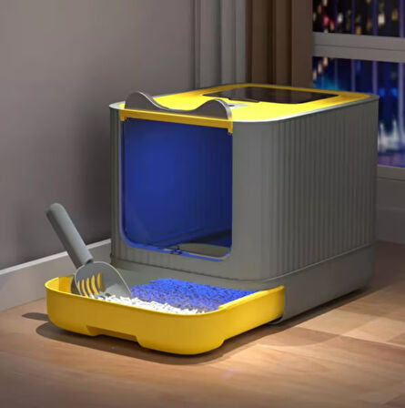 UV Işıklı Kapalı Kedi Kumu Kabı