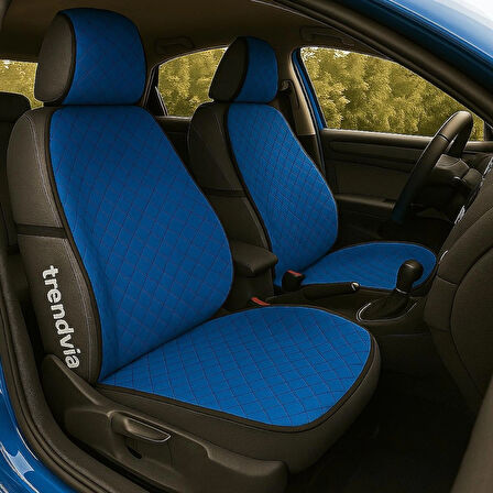 Ön 2'li Mavi Renk Sırt Dayamalı Kapitone Kumaş Koltuk Koruyucu Minder