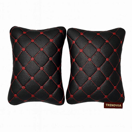 Araba Seyahat Kırmızı Nakışlı Renk Boyun Yastığı 2’li – Kapitone Konforlu Destek Yastığı