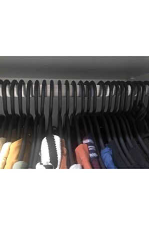Askıcı Kıyafet Askısı Plastik Kırılmaz Siyah 50 Adet