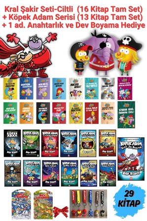 Kral Şakir 16 Kitap + Köpek Adam 13 Kitap Toplam 29 Kitap Set + 1 Ad. Dev Boyama ve Anahtarlık