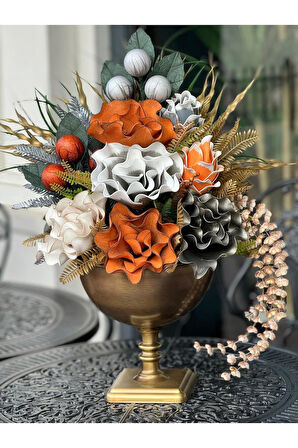 Yapay Çiçekli Antik Kare Ayaklı Vazo No:7