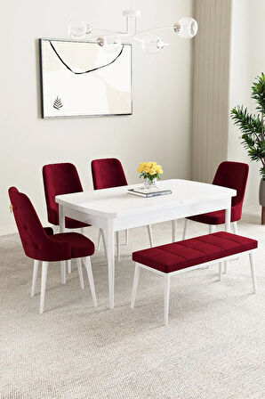 Ikon Meşe Desen 80x132 MDF Açılabilir Yemek Masası Takımı 6  Sandalye
