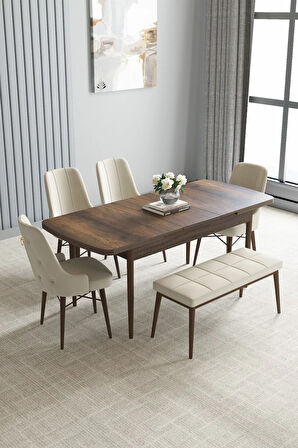 Jusie Barok Desen 80x132 Açılabilir Yemek Odası Takımı 6  Sandalye