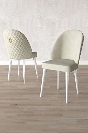 Milas Beyaz 80x132 Açılabilir Mdf Masa Yemek Odası Takımı, Mutfak Takımı 6 Adet Sandalye