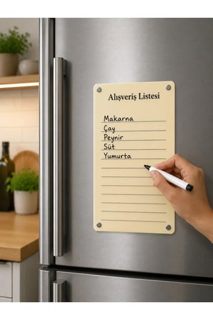 Alışveriş Listesi Yazı Tahtası - Silinebilir Kalemli Buzdolabı Not Panosu - 2 Adet Kalemli (Sürpriz Hediyeli)