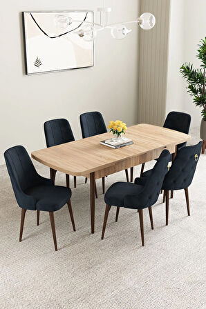 Laris Meşe Desen 80 X 132 Benchli Açılabilir MDF Mutfak Masa Takımı 4 Sandalye