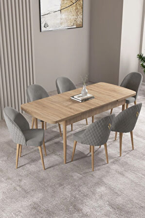 Lara Beyaz Mermer Desen 80 X 132 Açılabilir MDF Mutfak Masası 4 Sandalye, 1 Bench