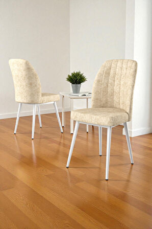 Bara Beyaz Mermer 80X132 Açılabilir Sunta Masa Yemek Odası Takımı, Mutfak Takımı 6 Adet Sandalye