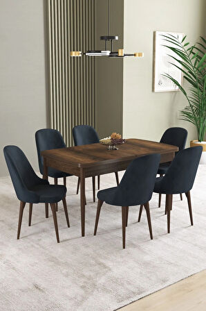 Daisy MDF Siyah Mermer Desen Açılabilir 80x132 Cm 4 Sandalyeli Mutfak Masası Takımı