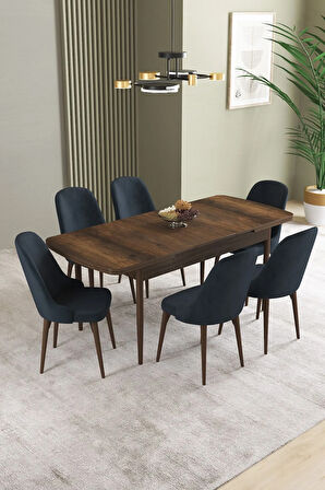 Daisy MDF Siyah Mermer Desen Açılabilir 80x132 Cm 4 Sandalyeli Mutfak Masası Takımı