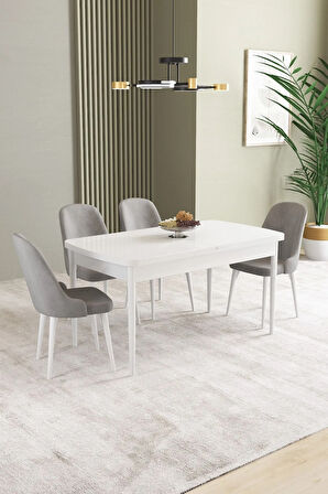 Elis Meşe Desen 80x132 Açılabilir Yemek Odası Takımı 4  Sandalye
