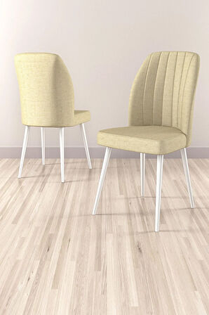 Floryn MDF Beyaz Mermer Desen Açılabilir 80x132 Cm 4 Sandalyeli Mutfak Masası Takımı