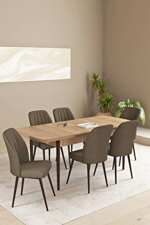 Ikon Beyaz 80x132 MDF Açılabilir Yemek Masası Takımı 4  Sandalye