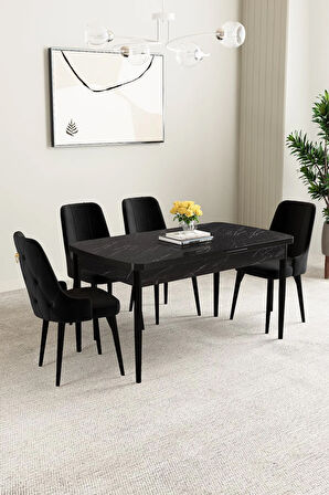 Jusie Beyaz 80x132 Açılabilir Yemek Odası Takımı 4  Sandalye