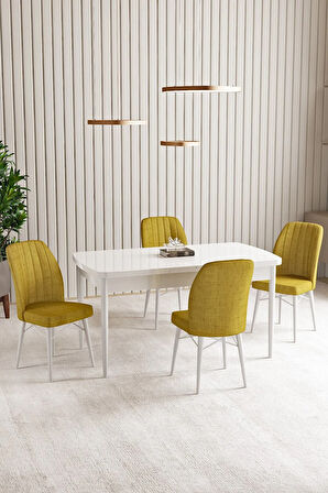 Jusie Meşe Desen 80x132 Açılabilir Mutfak Masası Takımı 4  Sandalye