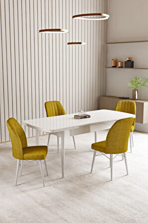 Jusie Meşe Desen 80x132 Açılabilir Mutfak Masası Takımı 4  Sandalye