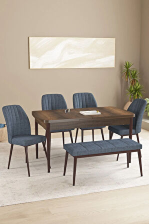Mayer MDF Beyaz Mermer Desen Açılabilir 80x132 Cm 4 Sandalyeli Mutfak Masası Takımı