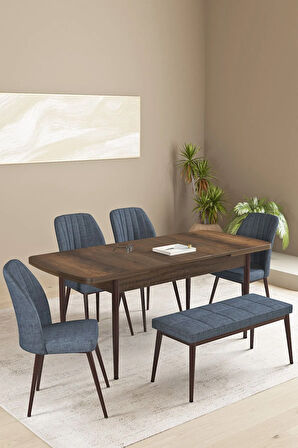 Mayer MDF Beyaz Mermer Desen Açılabilir 80x132 Cm 4 Sandalyeli Mutfak Masası Takımı