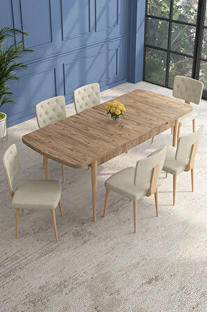 Milas Siyah Mermer Desen 80x132 MDF Açılabilir Mutfak Masası Takımı 4  Sandalye