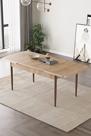 Vien Meşe Desen 80 X 132 Açılabilir MDF Mutfak Masası 4  Sandalye