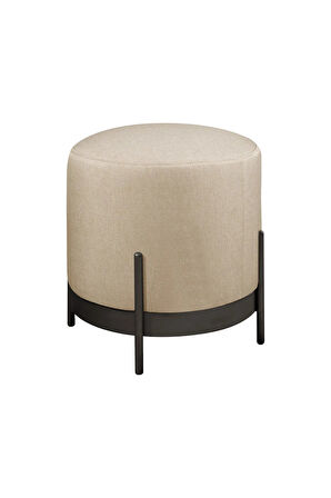 Ella Mio Puf, Metal Halkalı Puf, Makyaj Oturağı ,Puf Bench Montajsız Oturak Siyah Metal Ayaklı