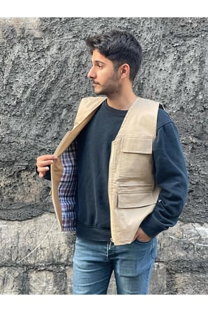 Erkek Yazlık Keten Kumaş Avcı Yelek Çok Cepli 7 Cep Beden tablosuna göre sipariş veriniz.