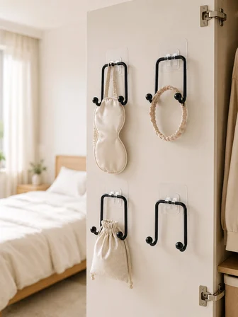 4'Lü Duvar Tipi Yapışkanlı Askı Pratik Ev Banyo Askılık Seti