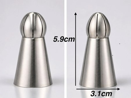 5'Li Profesyonel Rus Top Duy Ucu Seti – 5.9 Cm Büyük Boy Paslanmaz Çelik Krema Sıkma Fırfır Uçları