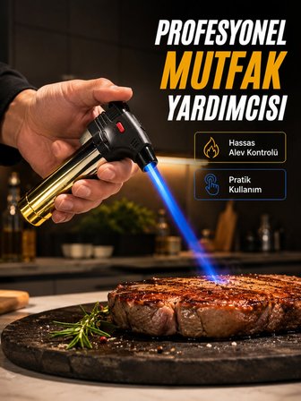 Rüzgar Ateşli Pürmüz Çakmak Ayarlanabilir Güçlü Jet Alevli Gazlı Çakmak