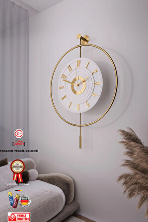 12-24h - XXL - Timelles Kristal- (60X80CM)-(PİLLİ LED) - Modern Metal (Mobilya) Duvar Saati