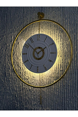 12-24h - XXL - Timelles Kristal- (60X80CM)-(PİLLİ LED) - Modern Metal (Mobilya) Duvar Saati