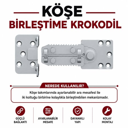 Köşe Birleştirme (Krokodil) 1 ADET OLARAK GÖNDERİLİR  KULLANIM VİDEOSU MEVCUTTUR