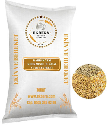 EKBERA - Kırık Mısır, Buğday ve Yumurta Pelet Karışık Yem (Tavuk, Kaz, Ördek vb.) - 5 Kg