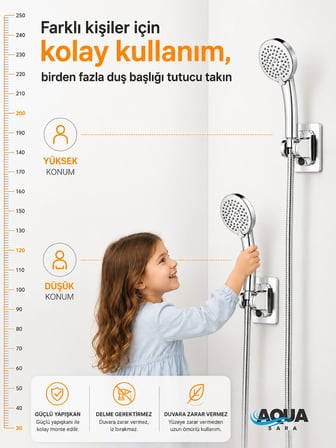 Yapışkanlı Duş Başlığı Tutucu , Ayarlanabilir Su Geçirmez Yapışkanlı Mafsal Chrome Tepe Duş Sistemleri