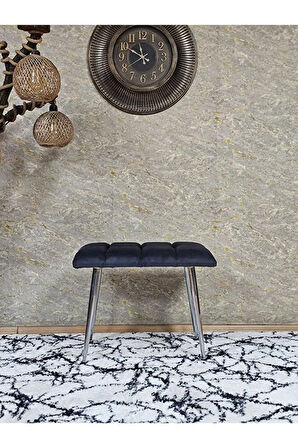 Krom Sivriltme Ayaklı 60 cm Puf Bench - Puf - Bench - Oturak - Mutfak Oturağı - Antre Oturağı Füme Renk 60 x 40 Boyut/Ebat