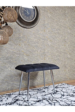 Krom Sivriltme Ayaklı 60 cm Puf Bench - Puf - Bench - Oturak - Mutfak Oturağı - Antre Oturağı Füme Renk 60 x 40 Boyut/Ebat